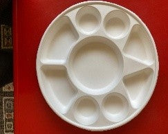 9 Compartment Round Compostable Plates
