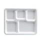 10" x 8" Compostable 5 Compartment Trays | White | School Lunch Tray | Case of 400