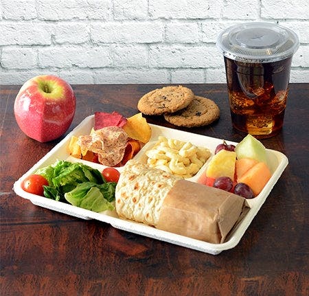 10" x 8" Compostable 5 Compartment Trays | White | School Lunch Tray | Case of 500