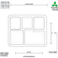 10" x 8" Compostable 5 Compartment Trays | White | School Lunch Tray | Case of 400